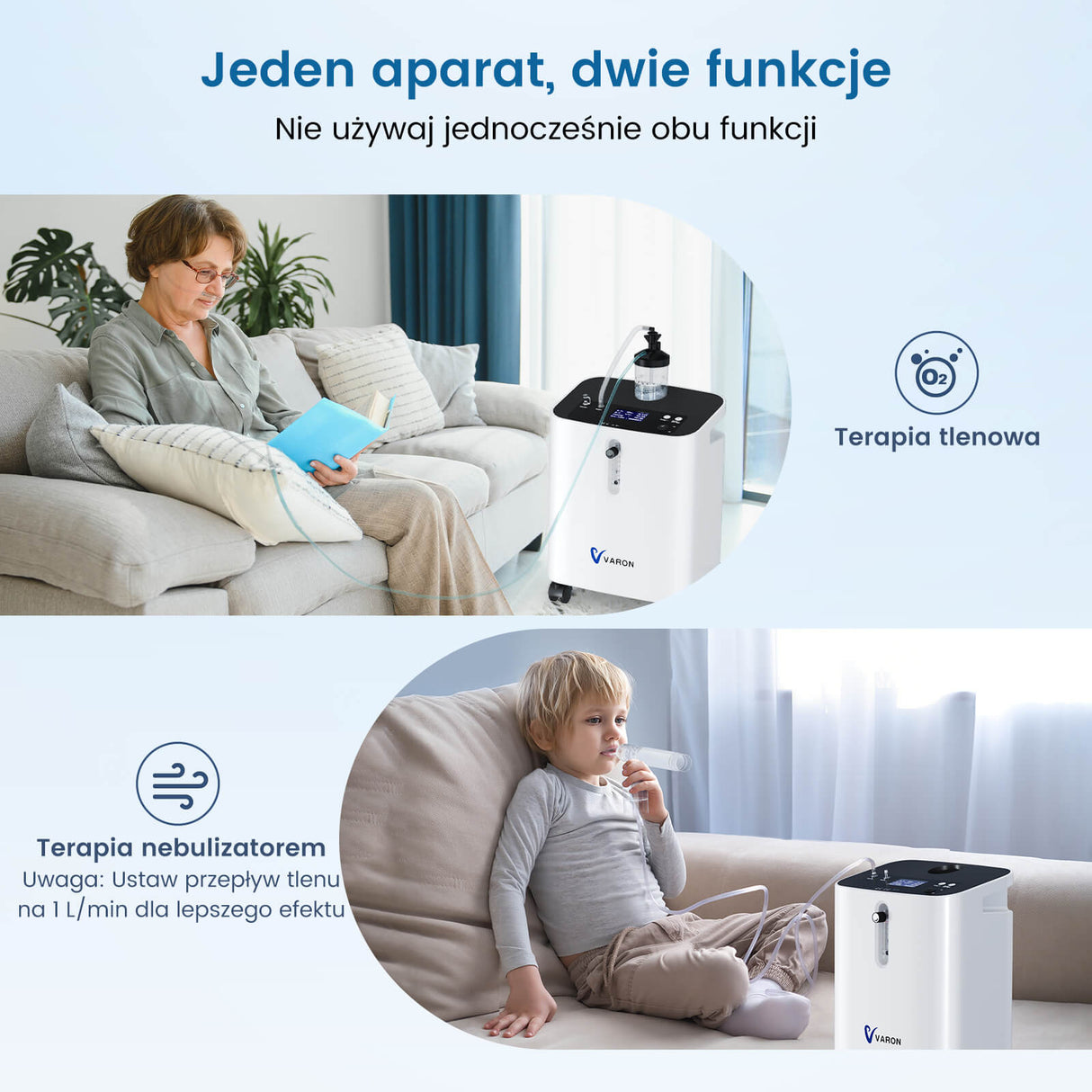 VARON VH-3 Pro premium domowy koncentrator tlenu z 10-stopniową regulacją