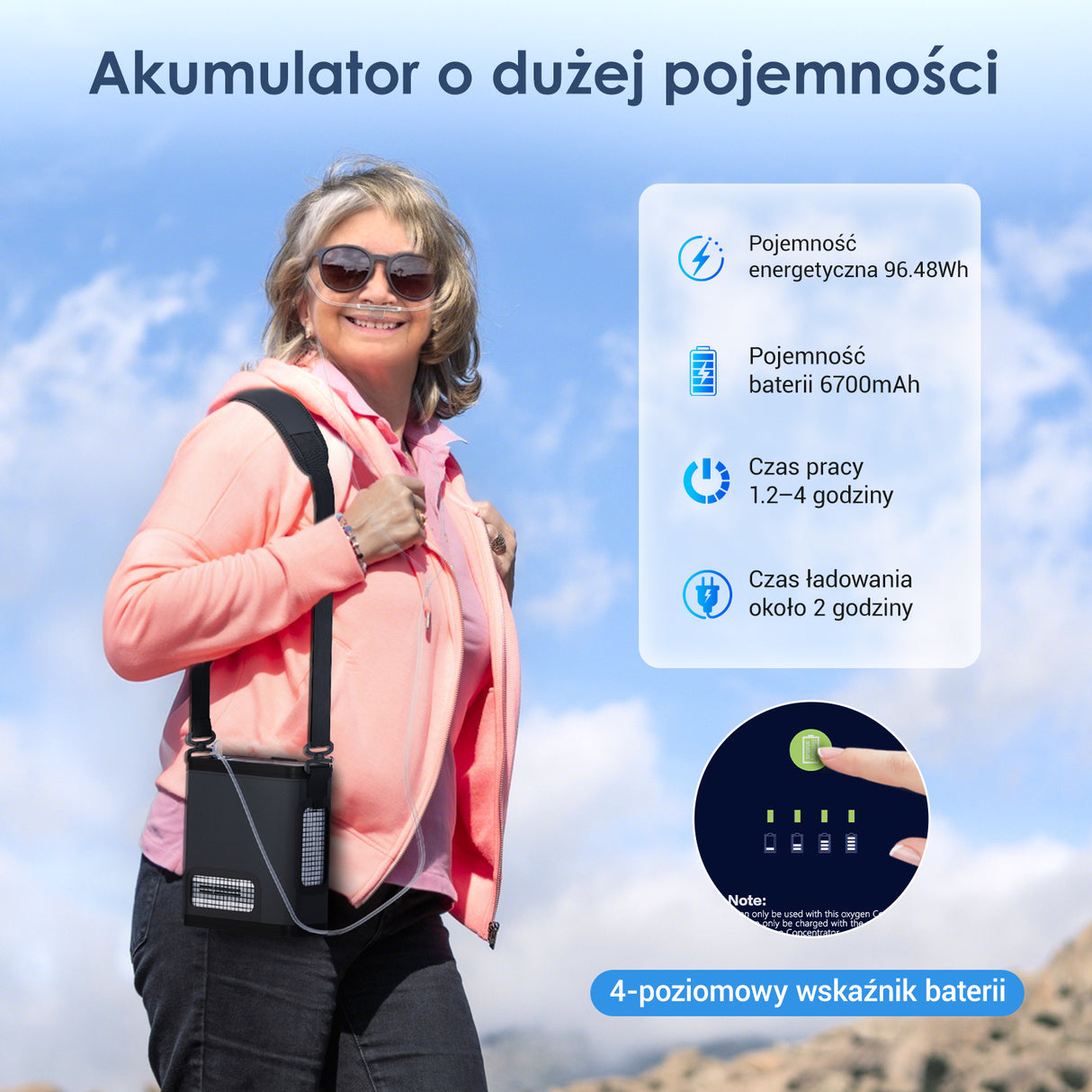 Nowy VARON VP-8G|Przenośny koncentrator tlenu z technologią przepływu pulsacyjnego (regulacja 1–8 poziomów)