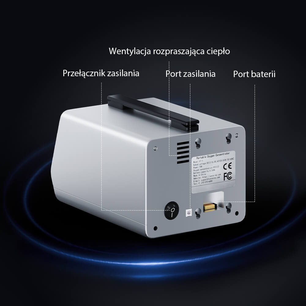 VARON VT-1 Koncentrator tlenu pulsacyjny i ciągły | Idealny w podróży, posiada certyfikat CE