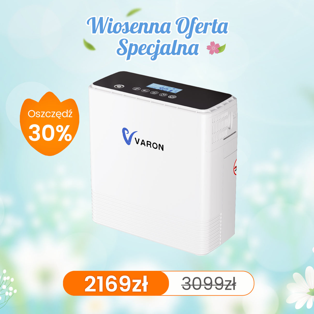 VARON VP-6 | Przenośny koncentrator tlenu o przepływie ciągłym (1–6 poziomów)