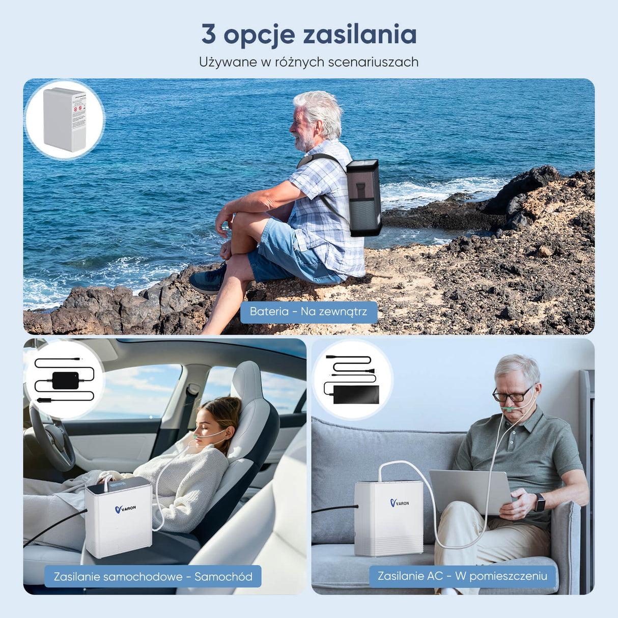 VARON VP-6 | Koncentrator tlenu przenośny o przepływie ciągłym (1–6 poziomów)