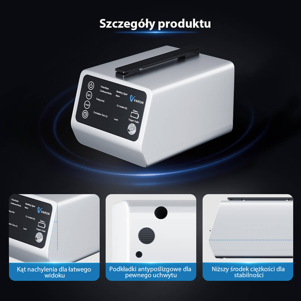 VARON VT-1 | samochodowy koncentrator tlenu z trybem pulsacyjnym i ciągłym | idealny w podróży | certyfikat CE