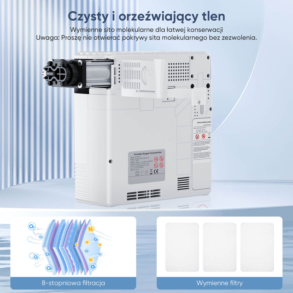 VARON VP-6 | Koncentrator tlenu przenośny o przepływie ciągłym (1–6 poziomów)