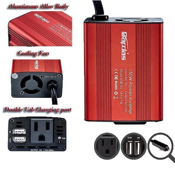 Automatyczna przetwornica 150 W z dwoma portami USB (3,1 A), 12 V do 110 V/220 V