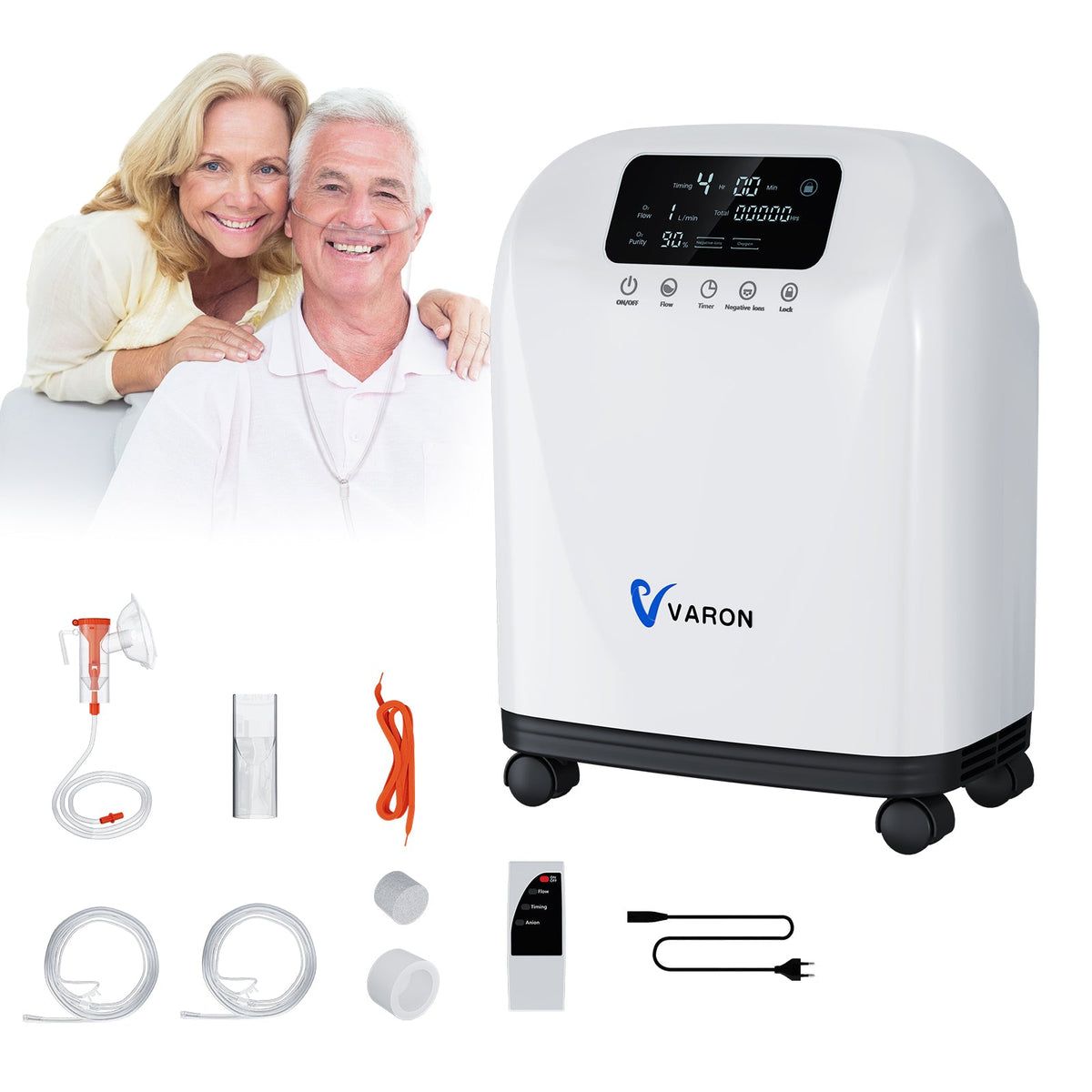 VARON VH-4 Sauerstoffgerät für Zuhause | Kontinuierlicher Fluss, CE-geprüft (1-9 Stufen) VARON