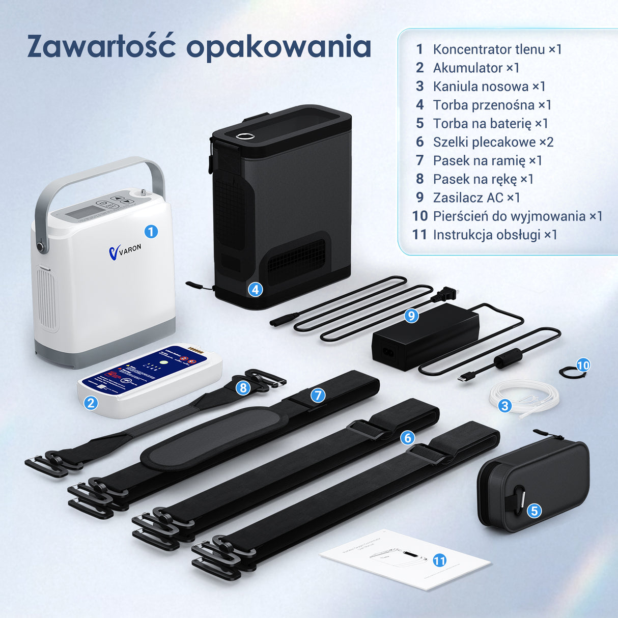 Nowy VARON VP-8G｜Przenośny koncentrator tlenu z technologią przepływu pulsacyjnego (regulacja 1–8 poziomów)