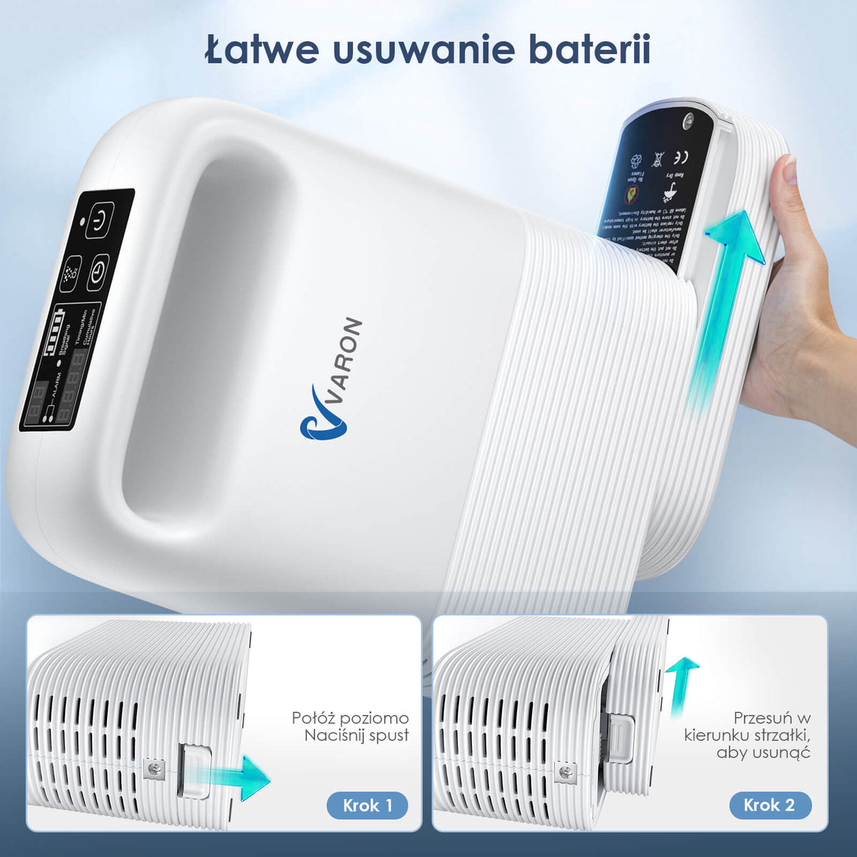 Przenośny koncentrator tlenu VP-2 1–5 l/min + dodatkowy akumulator 8- lub 16-ogniwowy