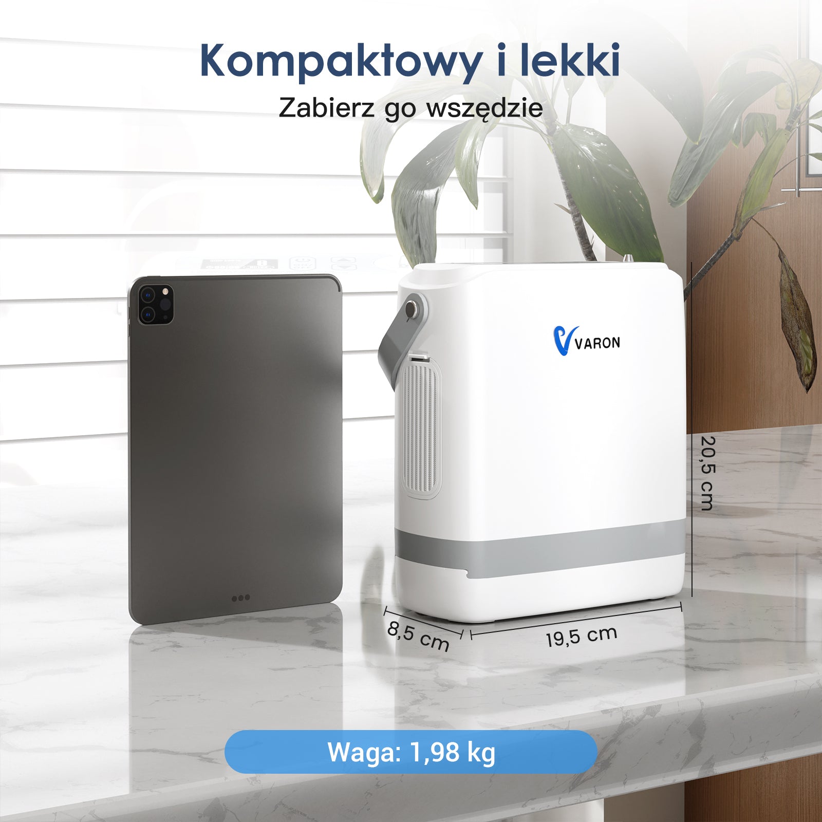 Nowy VARON VP-8G｜Przenośny koncentrator tlenu z technologią przepływu pulsacyjnego (regulacja 1–8 poziomów)