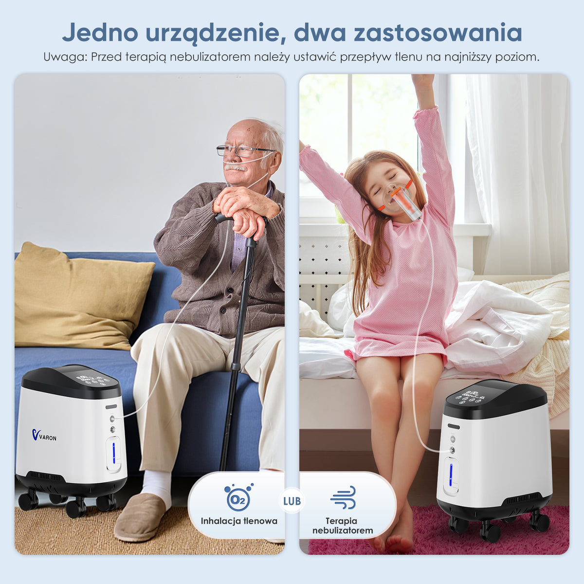 VARON VH-2 PRO Domowy koncentrator tlenu | Regulowany przepływ ciągły, certyfikat CE (1–9 poziomów)