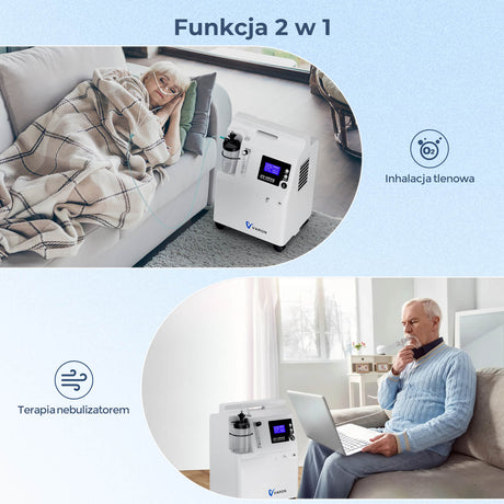 VARON Serene 5 Domowy koncentrator tlenu, 5L, praca do 72 godzin, FDA