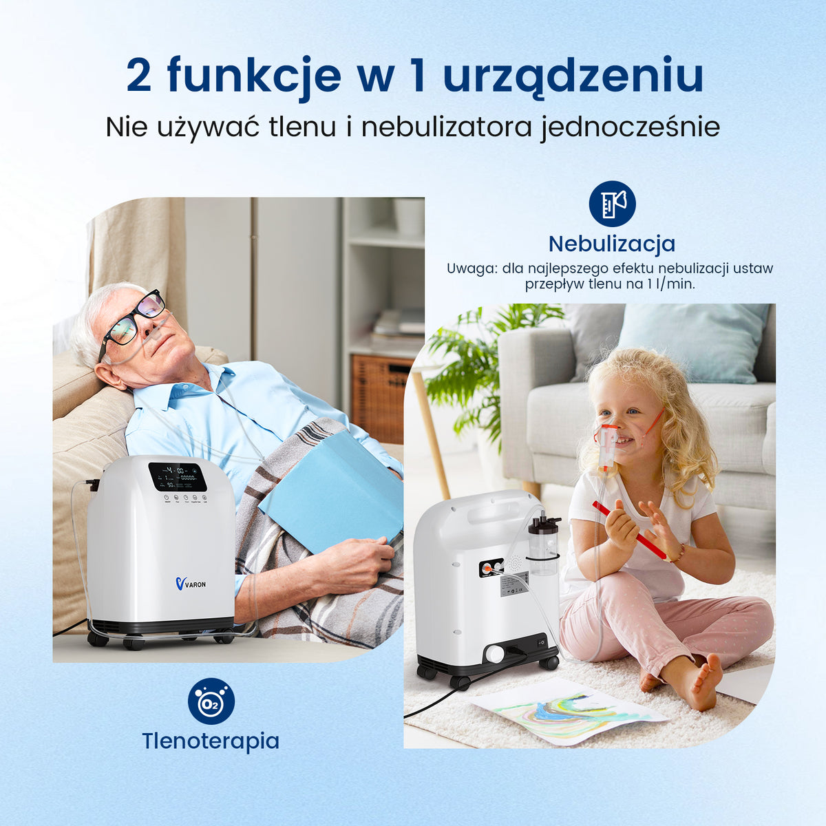 VARON VH-4 Domowy koncentrator tlenu | Regulowany przepływ ciągły, certyfikat CE (1–9 poziomów)