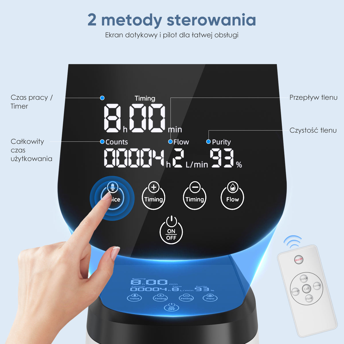 VARON VH-2 PRO Domowy koncentrator tlenu | Regulowany przepływ ciągły, certyfikat CE (1–9 poziomów)