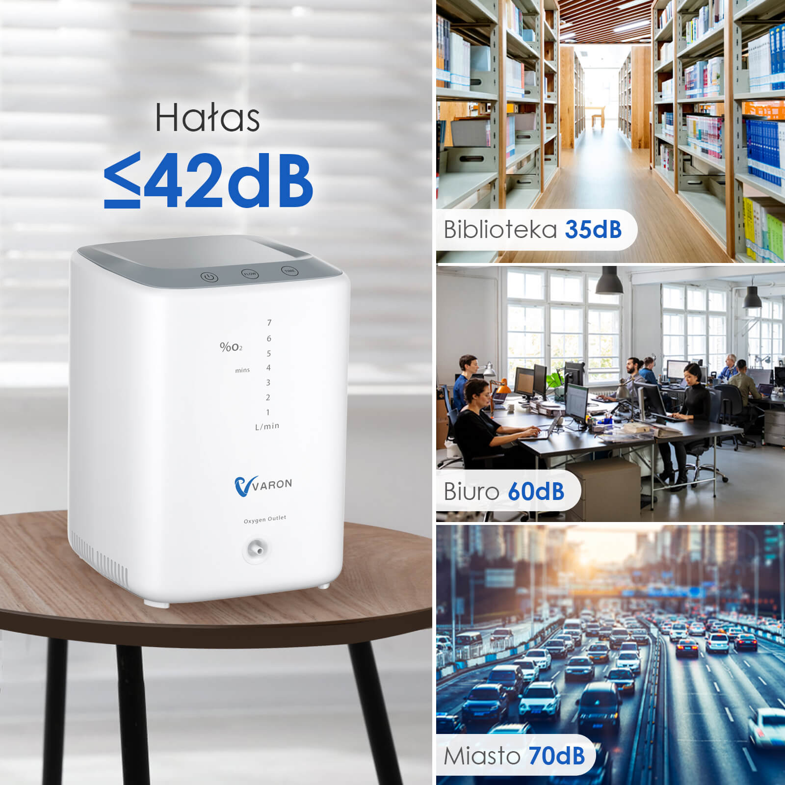 VARON VH-3 Domowy koncentrator tlenu o przepływie ciągłym (1–7 poziomów)