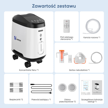VARON VH-2 PRO Domowy koncentrator tlenu | Regulowany przepływ ciągły, certyfikat CE (1–9 poziomów)