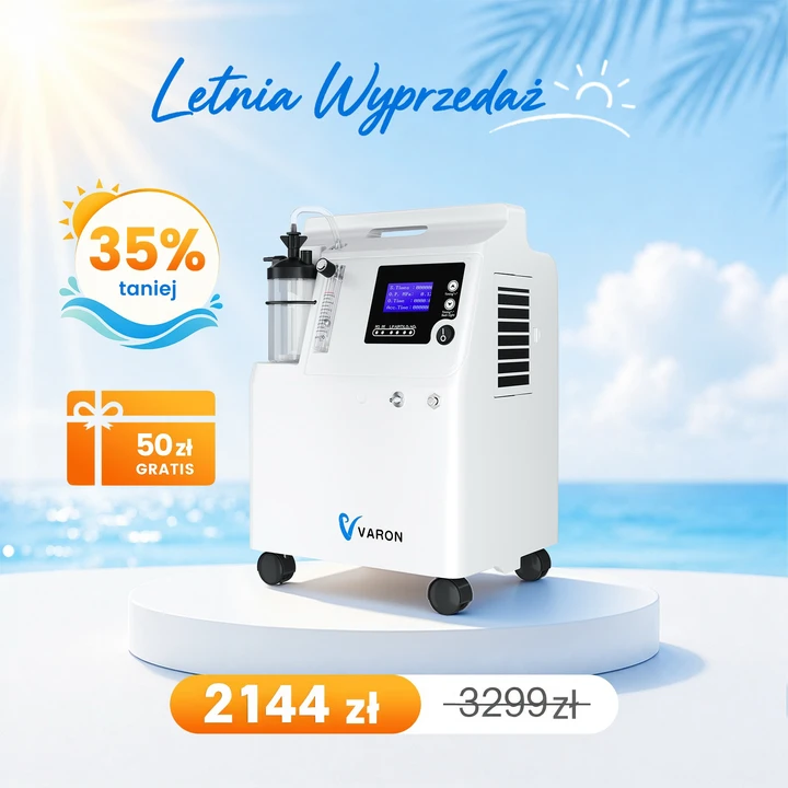 VARON Serene 5 Domowy koncentrator tlenu, 5L, praca do 72 godzin, FDA