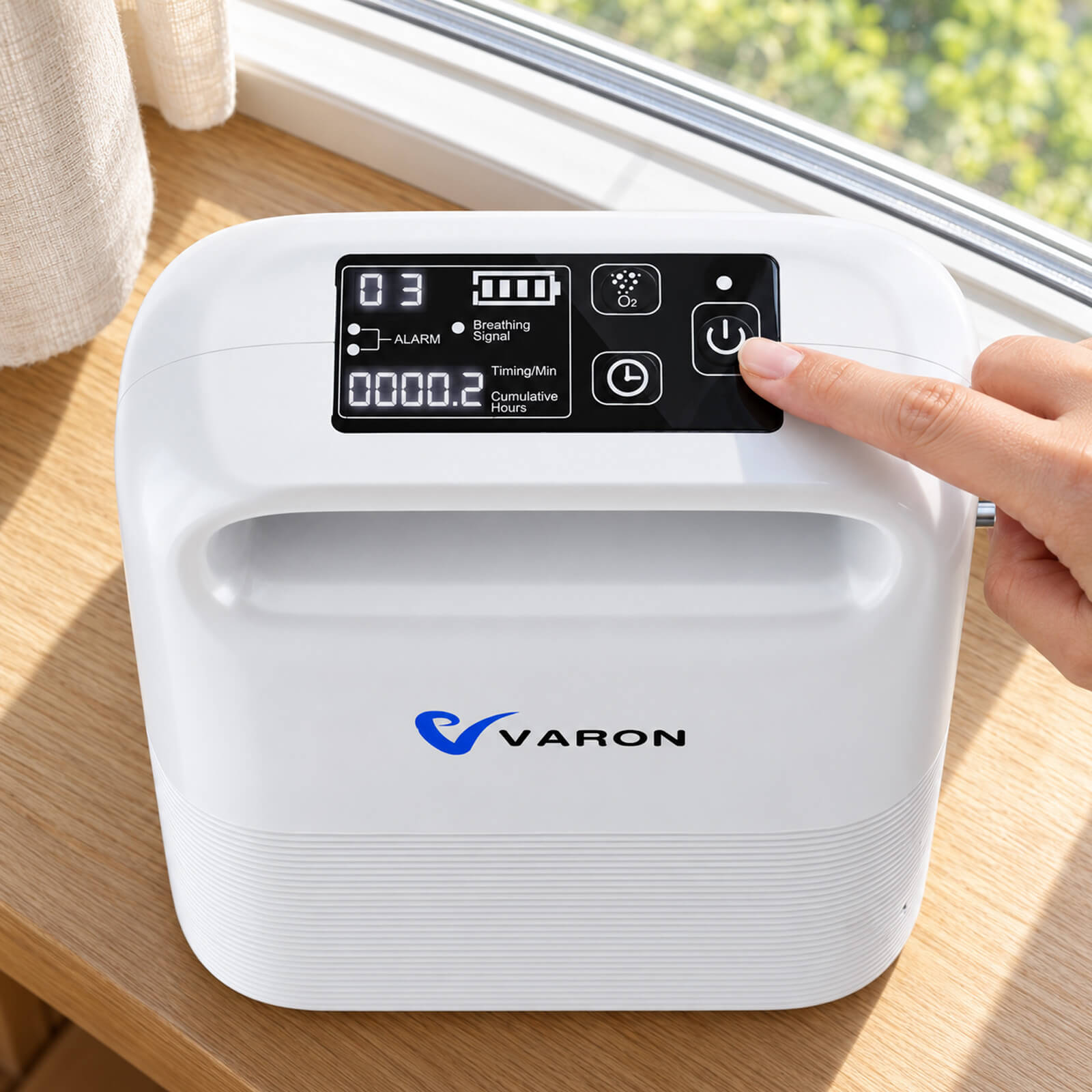 VARON VP-2 | Pulsacyjny koncentrator tlenu przenośny z akumulatorem | 93% tlenu, długi czas pracy baterii