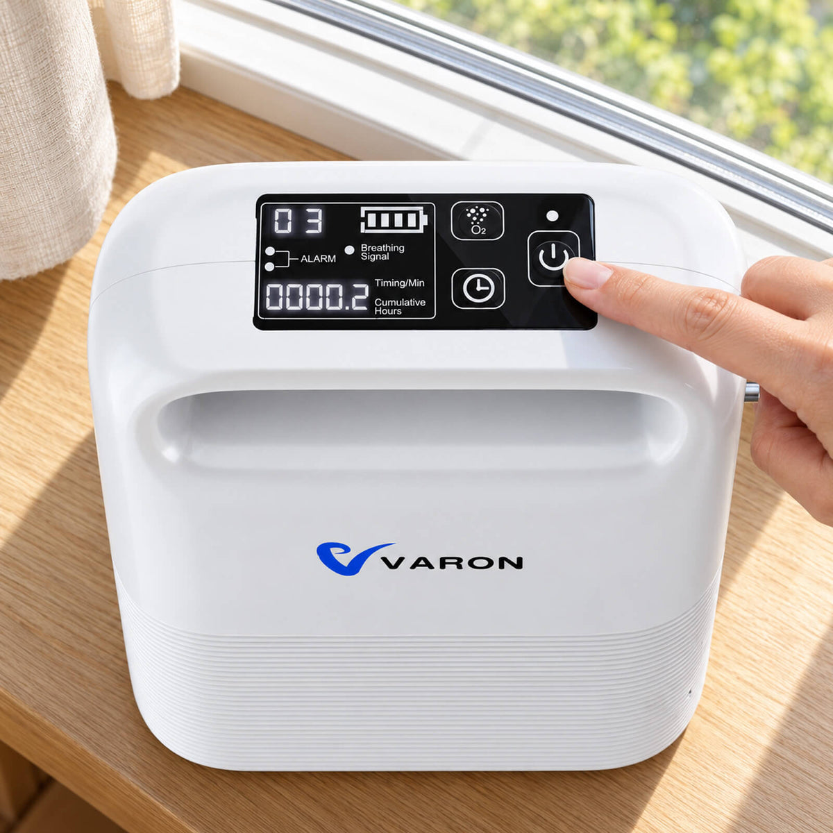 VARON VP-2 | Pulsacyjny koncentrator tlenu przenośny z akumulatorem | 93% tlenu, długi czas pracy baterii