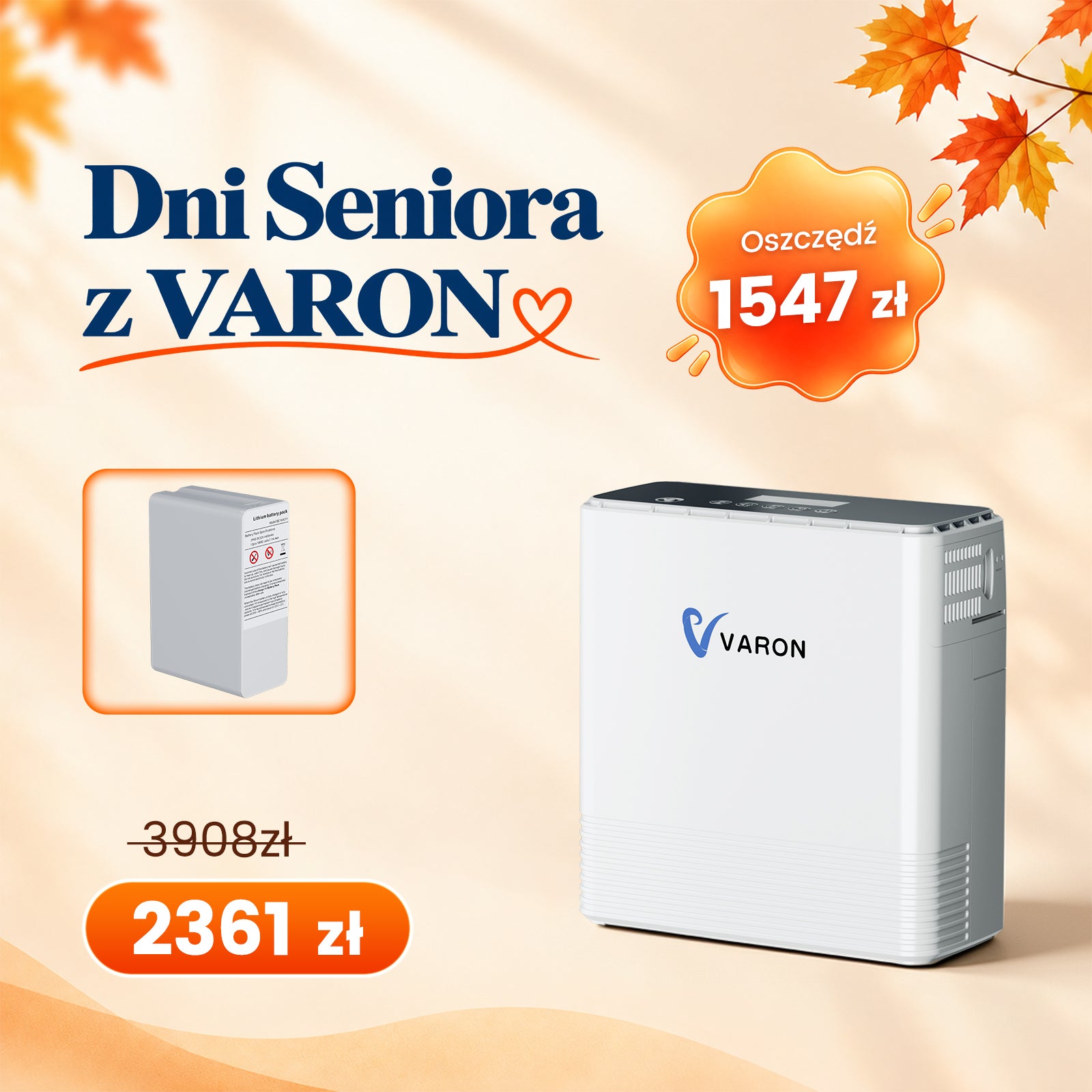 VARON VP-6 | Koncentrator tlenu przenośny o przepływie ciągłym (1–6 poziomów)