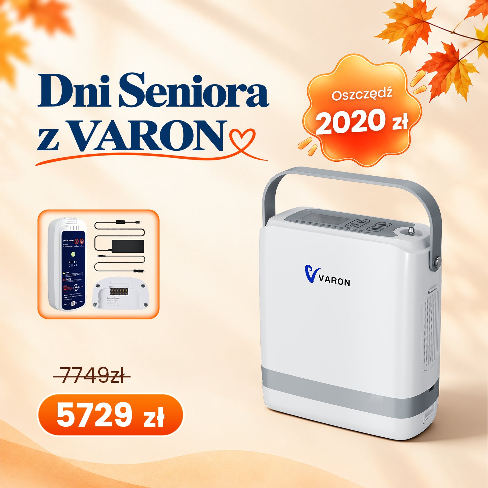 Nowy VARON VP-8G｜Przenośny koncentrator tlenu z technologią przepływu pulsacyjnego (regulacja 1–8 poziomów)