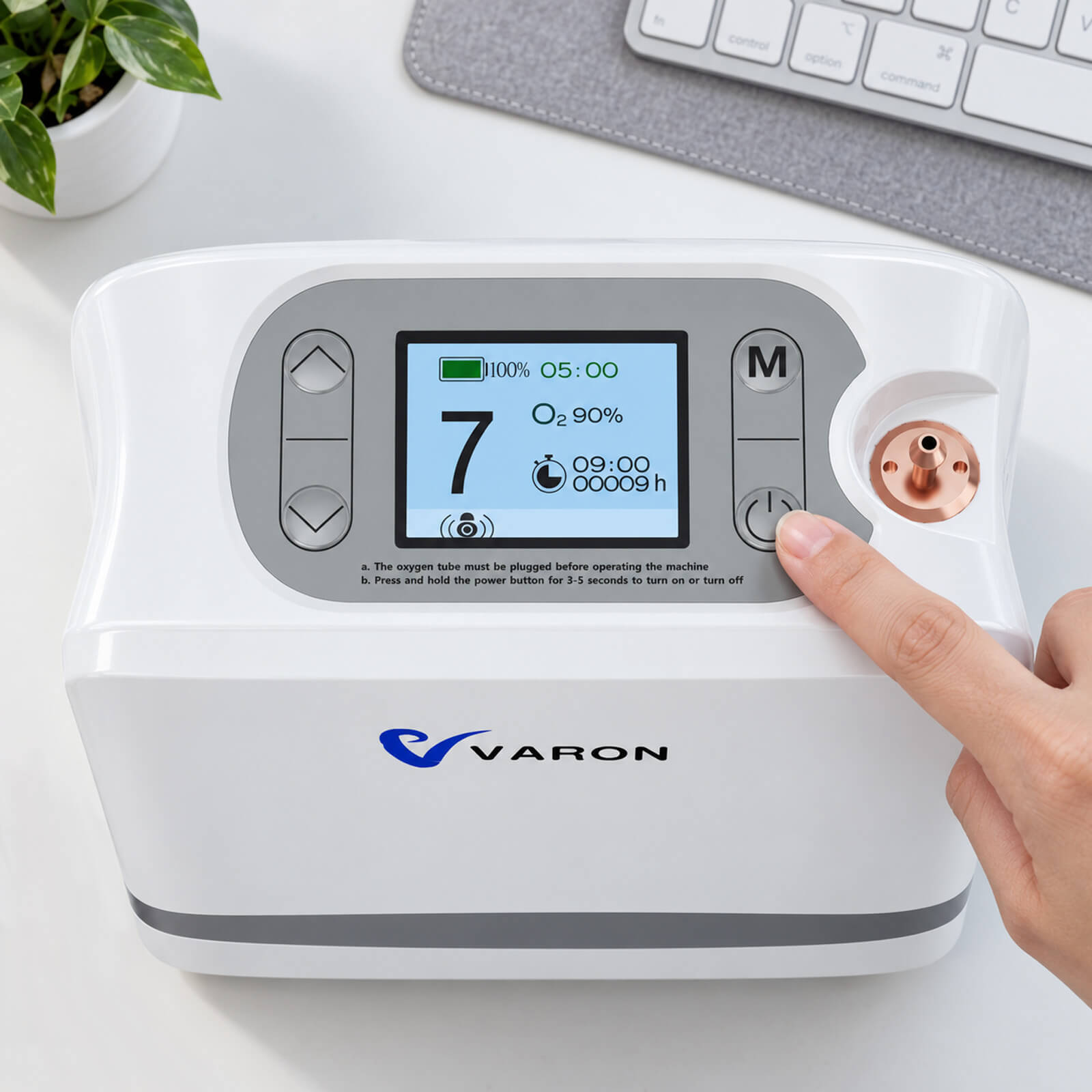 Nowy VARON VP-8 Lite | Lekki przenośny koncentrator tlenu 2 kg z pulsacyjnym przepływem (1–7 poziomów)